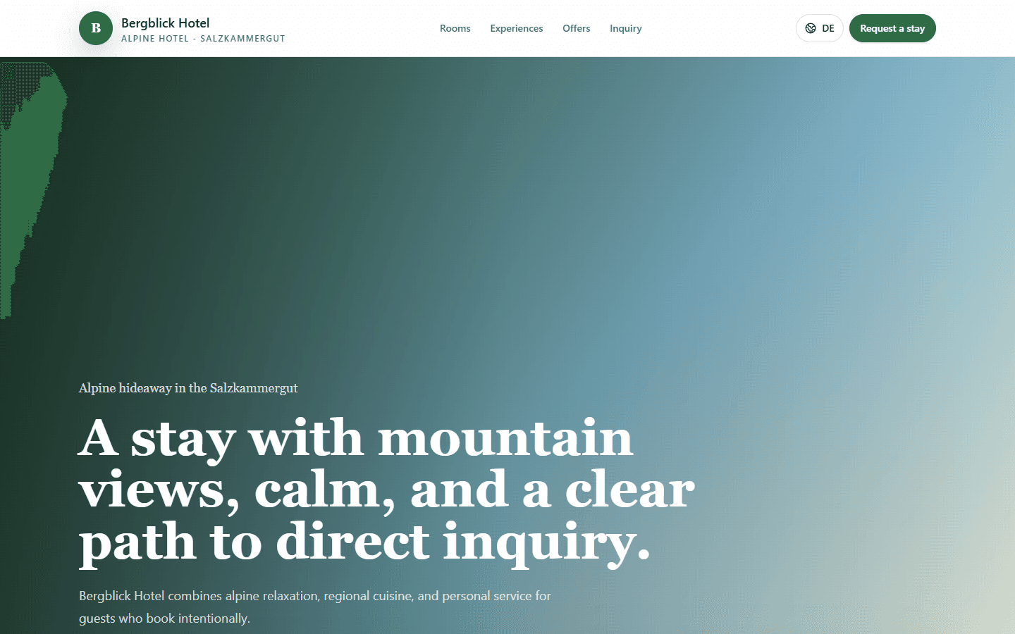 Bergblick Hotel demo website preview