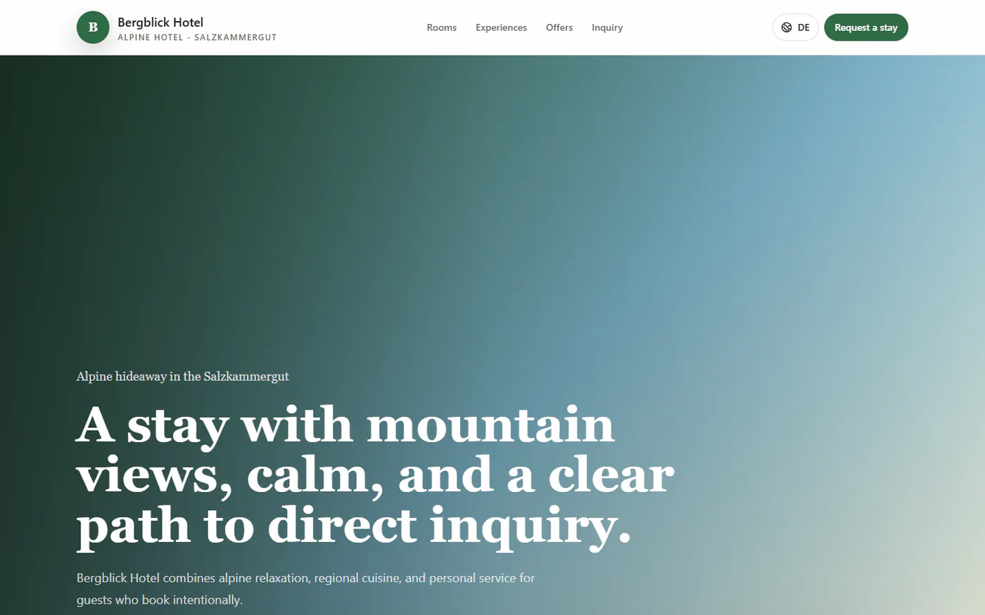 Bergblick Hotel demo website preview