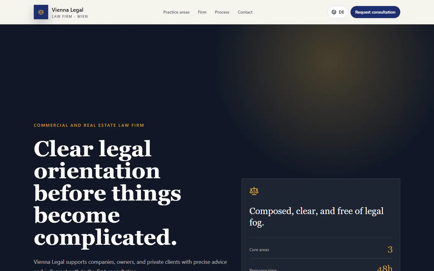 Vienna Legal demo website preview
