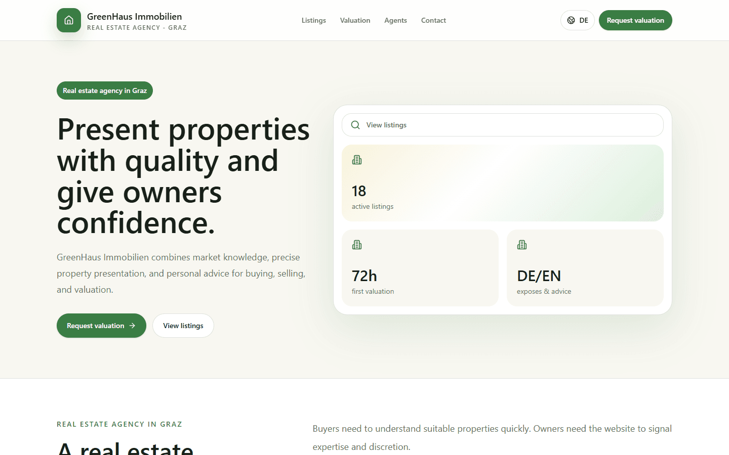 GreenHaus Immobilien demo website preview